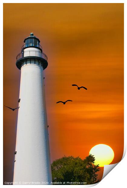 Lighthouse and Sun Print by Darryl Brooks