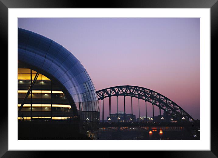 Newcastle Tyne Bridge and Sage at Sunset Framed Mounted Print by Jacqui Farrell