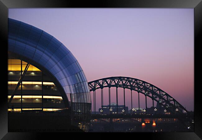 Newcastle Tyne Bridge and Sage at Sunset Framed Print by Jacqui Farrell