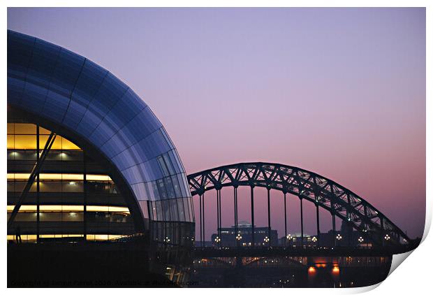 Newcastle Tyne Bridge and Sage at Sunset Print by Jacqui Farrell