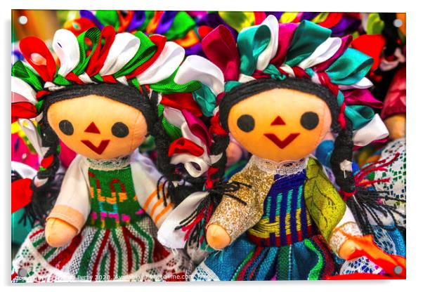 Colorful Mexican Lupita Dolls Los Cabos Mexico Acrylic by William Perry