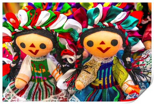 Colorful Mexican Lupita Dolls Los Cabos Mexico Print by William Perry