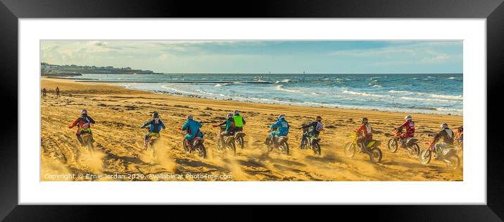 Beach racing Framed Mounted Print by Ernie Jordan