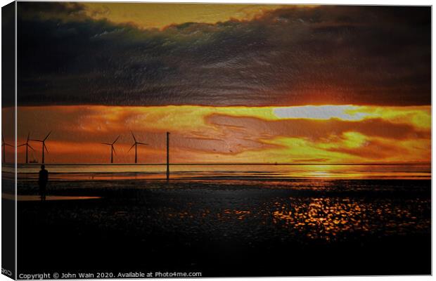 Sunset  into the Sea (Digitial Art) Canvas Print by John Wain
