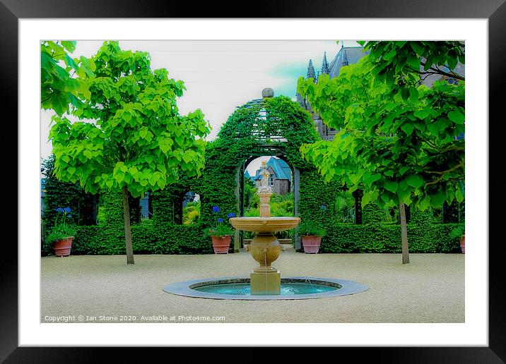 Majestic Fountain in Formal Garden Framed Mounted Print by Ian Stone
