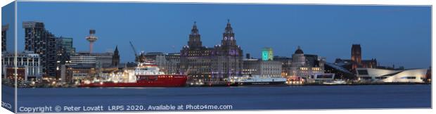 Liverpool Waterfront at Night Canvas Print by Peter Lovatt  LRPS