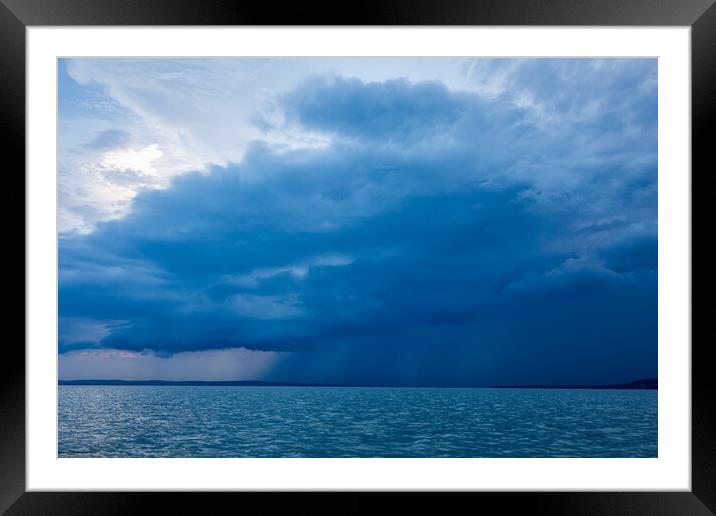 Big powerful storm clouds over the Lake Balaton of Hungary Framed Mounted Print by Arpad Radoczy