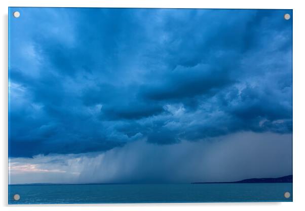 Big powerful storm clouds over the Lake Balaton of Hungary Acrylic by Arpad Radoczy