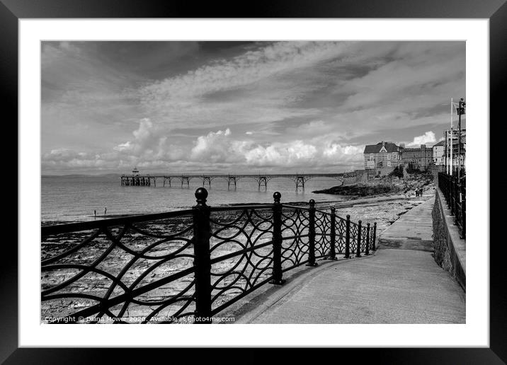 Clevedon Beach pier and Promenade Somerset Framed Mounted Print by Diana Mower