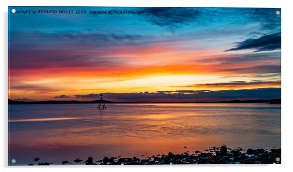 Loughor estuary sunset Acrylic by RICHARD MOULT