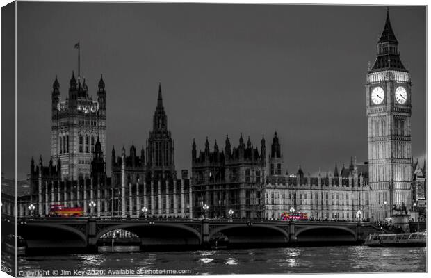Westminster at Night Canvas Print by Jim Key
