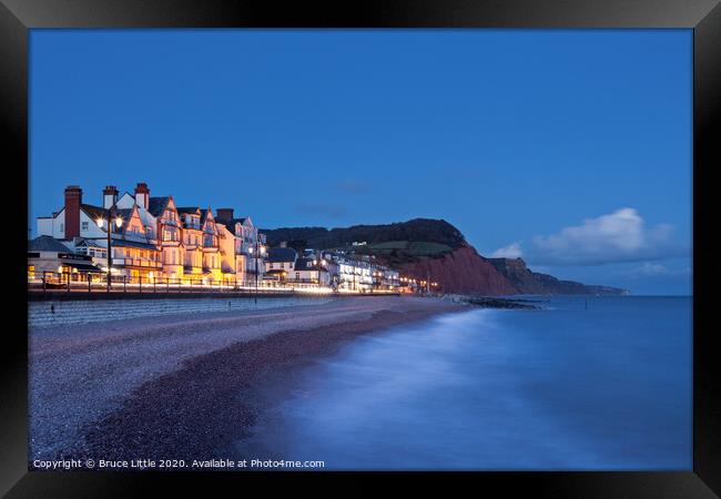 Sidmouth seafront at dusk Framed Print by Bruce Little