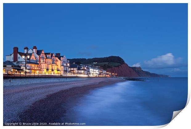 Sidmouth seafront at dusk Print by Bruce Little