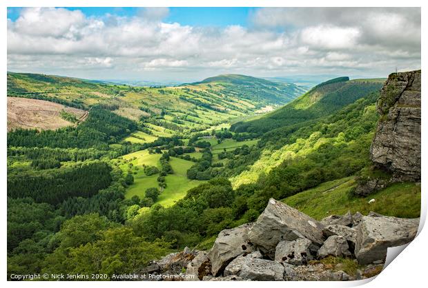 Duffryn Crawnon Valley Brecon Beacons south wales Print by Nick Jenkins