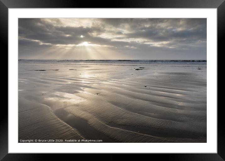 Beach reflections at Amroth Framed Mounted Print by Bruce Little