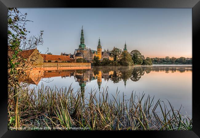 Frederiksborg Castle with reeds in the foreground  Framed Print by Stig Alenäs