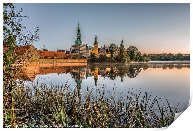 Frederiksborg Castle with reeds in the foreground  Print by Stig Alenäs