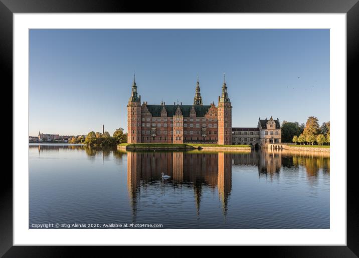 Frederiksborg Castle an early morning in the sunsh Framed Mounted Print by Stig Alenäs