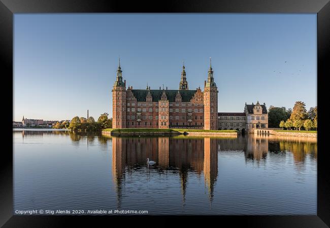 Frederiksborg Castle an early morning in the sunsh Framed Print by Stig Alenäs