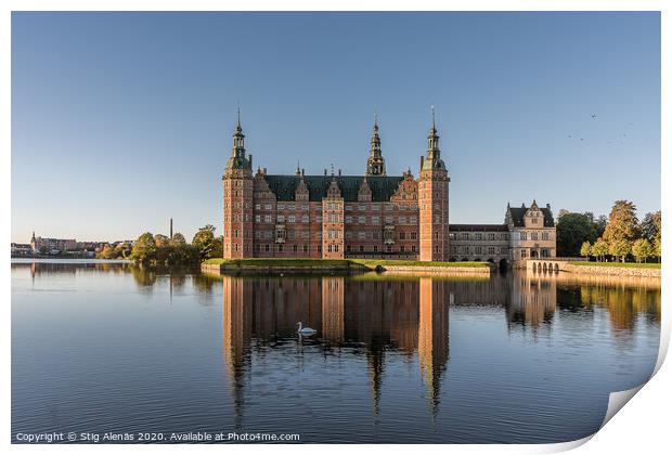 Frederiksborg Castle an early morning in the sunsh Print by Stig Alenäs