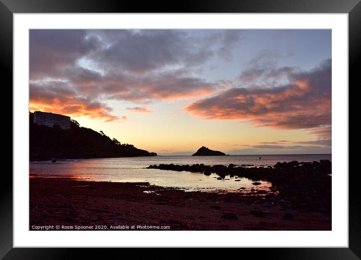 Low Tide sunrise at Meadfoot Torquay Framed Mounted Print by Rosie Spooner