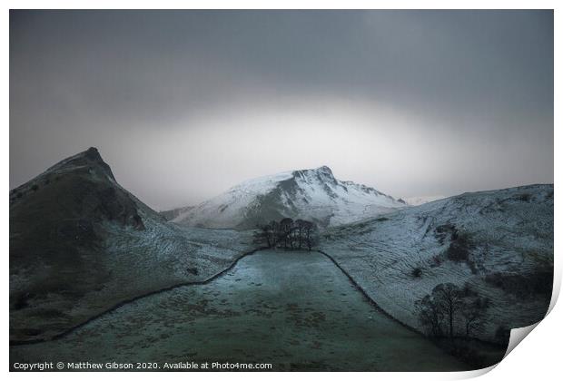 Stuning Winter landscape image of Chrome Hill and Parkhouse Hill in Peak District England Print by Matthew Gibson