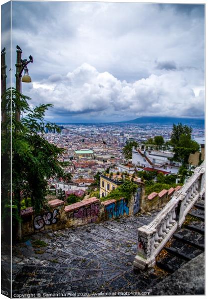 Stairway into the city Canvas Print by Samantha Peel