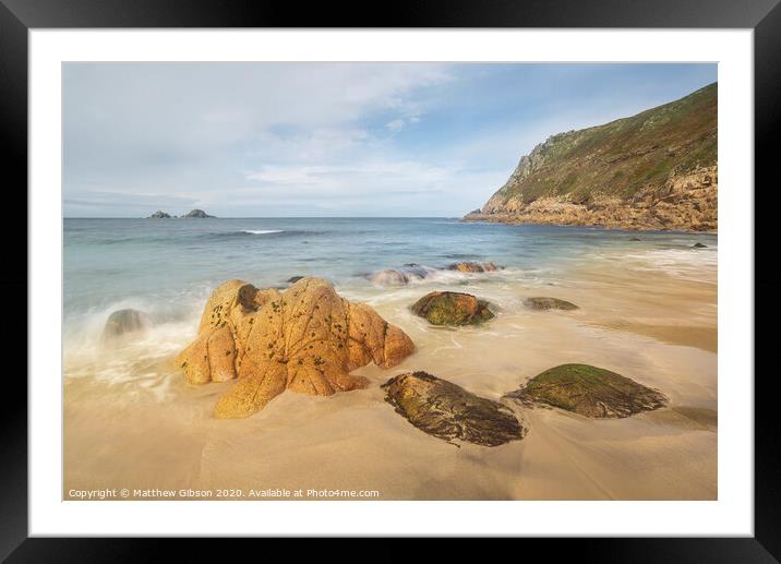 Beautiful beach landscape with soft pastel colors in morning light Framed Mounted Print by Matthew Gibson