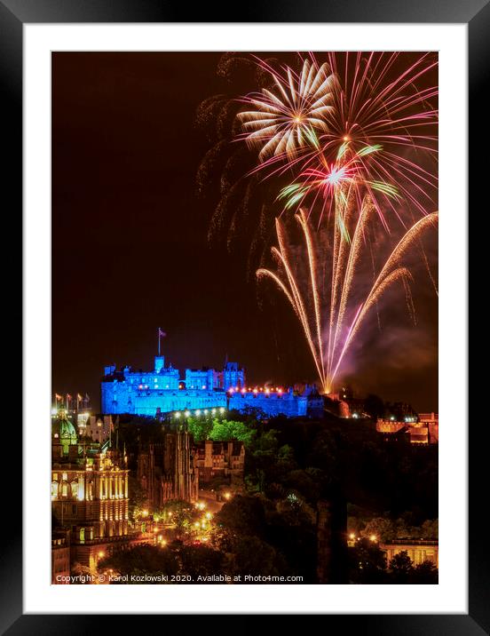 Fireworks over Edinburgh Castle Framed Mounted Print by Karol Kozlowski