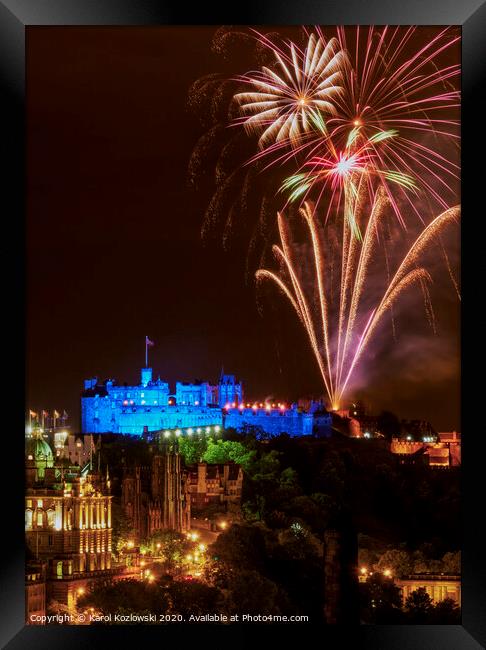 Fireworks over Edinburgh Castle Framed Print by Karol Kozlowski