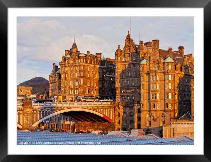 View of the Scotsman Hotel and the North Bridge in Edinburgh Framed Mounted Print by Karol Kozlowski
