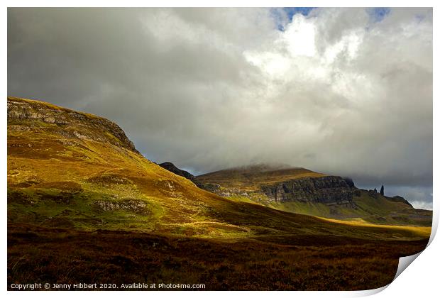 Old Man of Storr in the distance Print by Jenny Hibbert