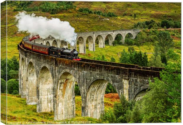 Jacobite Steam Train crossing the Glenfinnan Viaduct Canvas Print by Karol Kozlowski