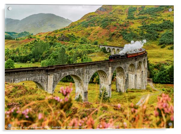 Jacobite Steam Train crossing the Glenfinnan Viaduct Acrylic by Karol Kozlowski