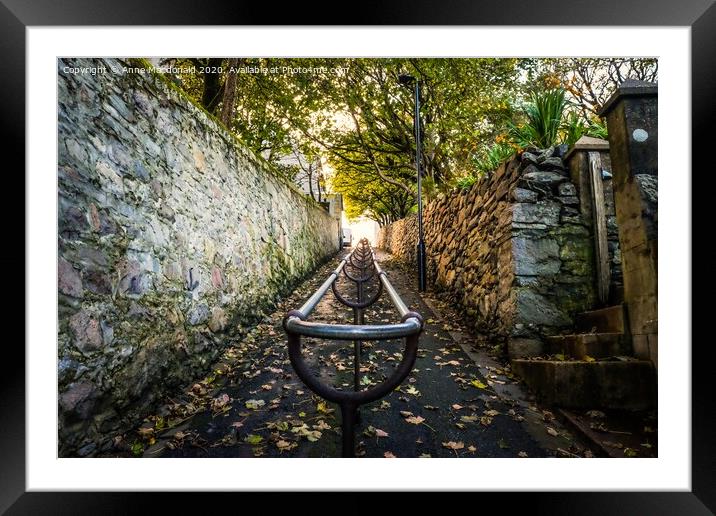 Looking Up Bank Lane, Lerwick. Framed Mounted Print by Anne Macdonald