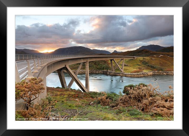 The Kylesku Bridge Sunrise Highlands, Scotland, UK Framed Mounted Print by David Forster