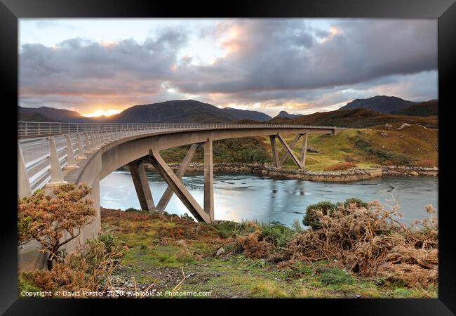 The Kylesku Bridge Sunrise Highlands, Scotland, UK Framed Print by David Forster