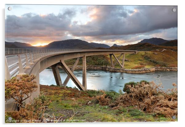 The Kylesku Bridge Sunrise Highlands, Scotland, UK Acrylic by David Forster