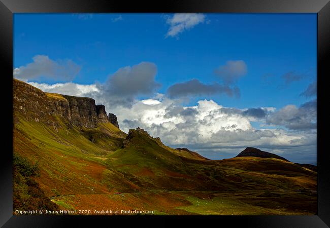 Quiraing on a sunny afternoon Framed Print by Jenny Hibbert