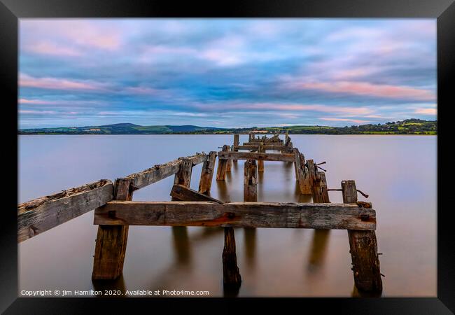 Old wooden jetty,Lough Swilly Donegal Framed Print by jim Hamilton