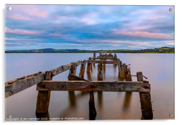 Old wooden jetty,Lough Swilly Donegal Acrylic by jim Hamilton