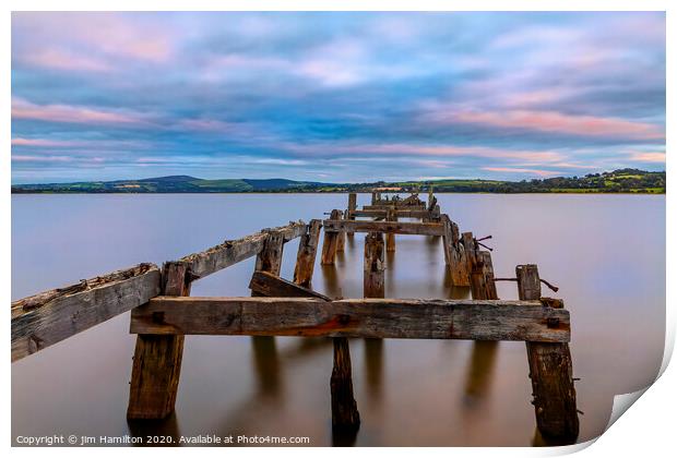 Old wooden jetty,Lough Swilly Donegal Print by jim Hamilton