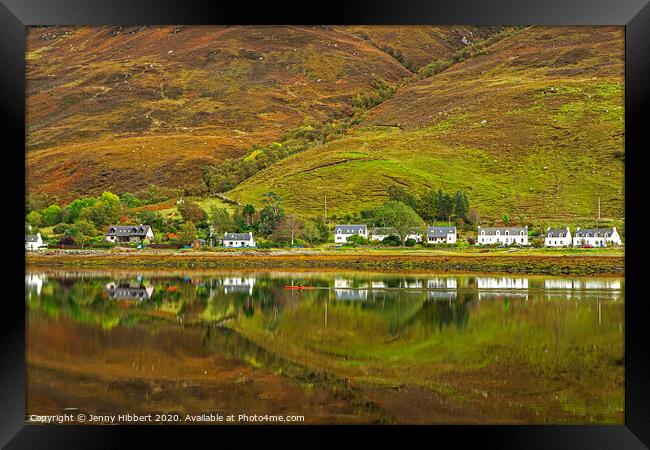 Reflection on the Loch Long looking across to Dornie Framed Print by Jenny Hibbert