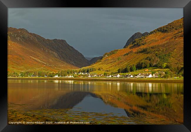 Dornie Loch Long with reflections  Framed Print by Jenny Hibbert