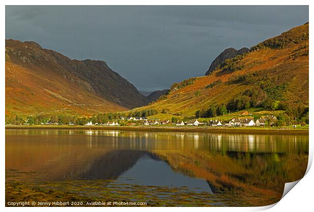 Dornie Loch Long with reflections  Print by Jenny Hibbert