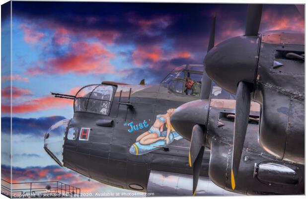 RAF Lancaster Sunset Canvas Print by Richard Ashbee