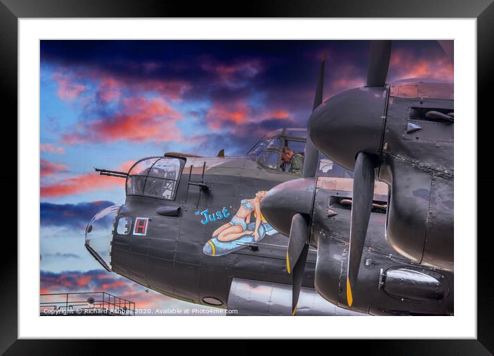 RAF Lancaster Sunset Framed Mounted Print by Richard Ashbee