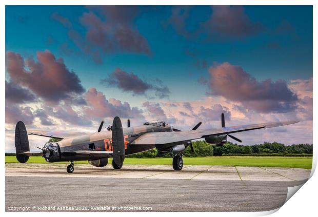 RAF Lancaster at Sunset Print by Richard Ashbee