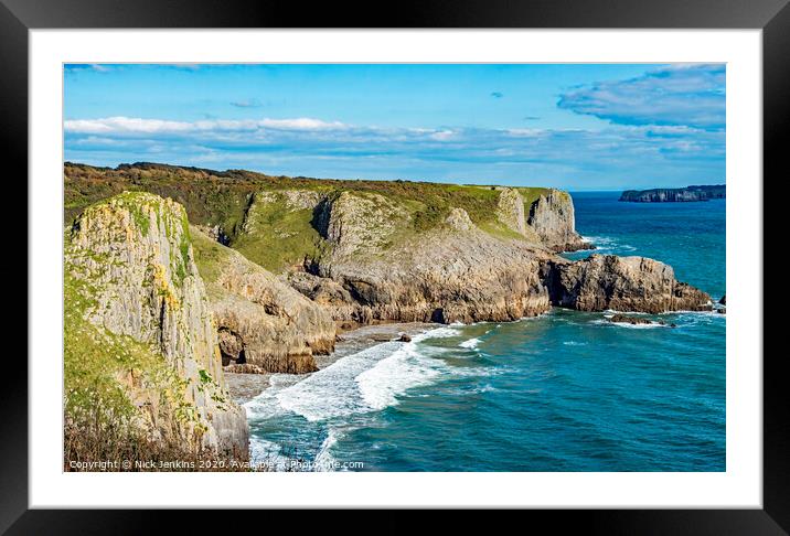 Cliffs at Skrinkle Haven on the Pembrokeshire coas Framed Mounted Print by Nick Jenkins