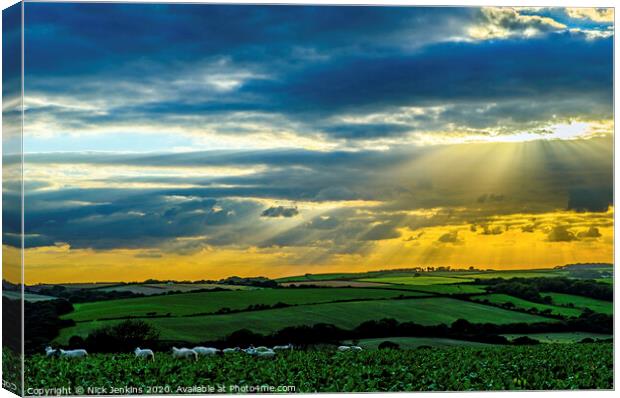 Sunset near Manorbier Pembrokeshire West Wales Canvas Print by Nick Jenkins